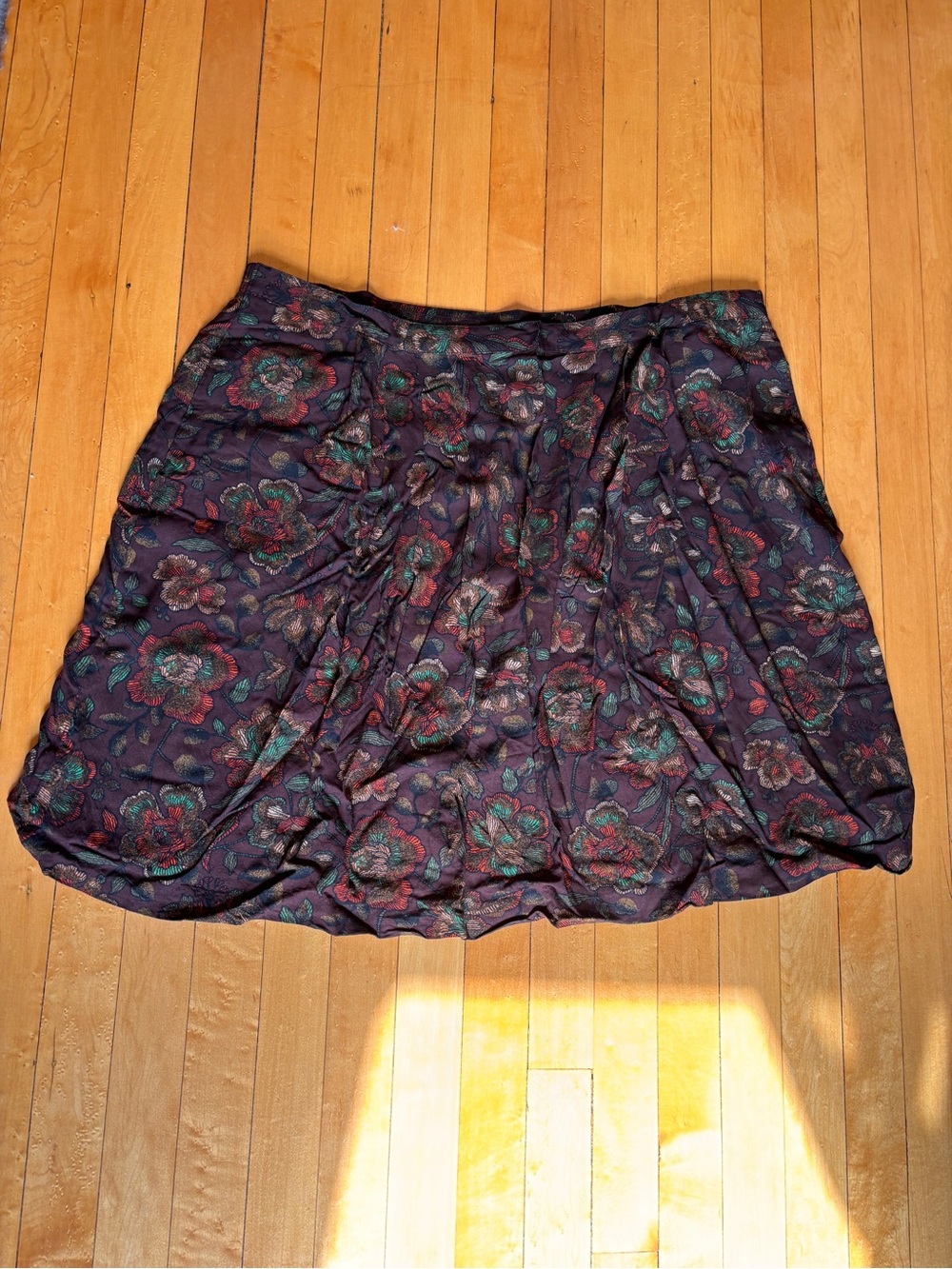 EUC Vintage Sag Harbor Brown Floral Paisley Boho Midi Skirt | Women’s Plus 22W